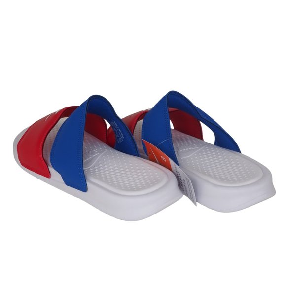 Nike Womens Benassi Duo Ultra Leather Slides Sandals Red/Blue/White Size 8 New - Picture 7 of 10